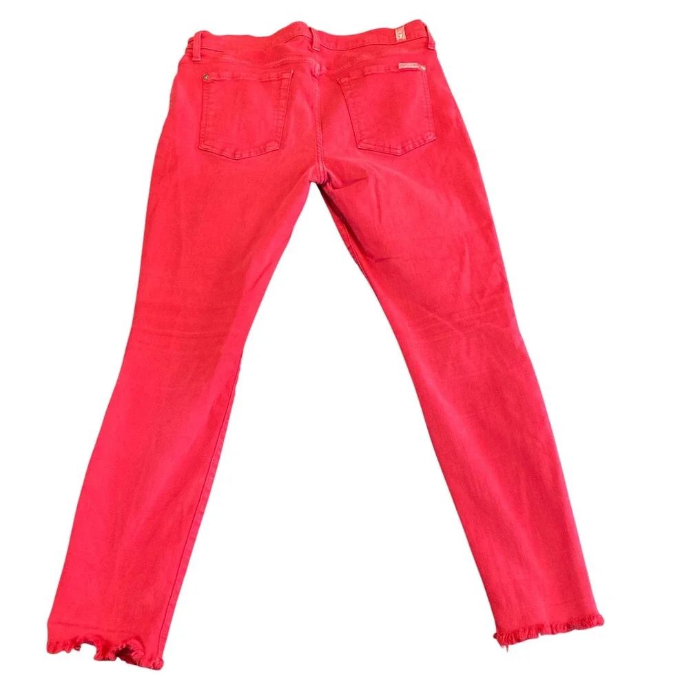 7 For All Mankind Jeans Women 14/27 Skinny Red‎ Stretch Flex Raw Hem AU8150367A
